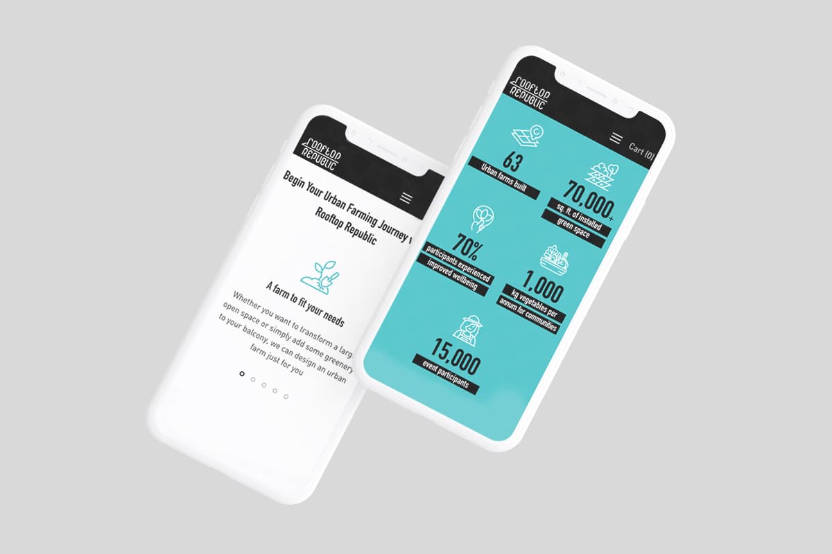 Mobile view of the Rooftop Republic Shopify store
