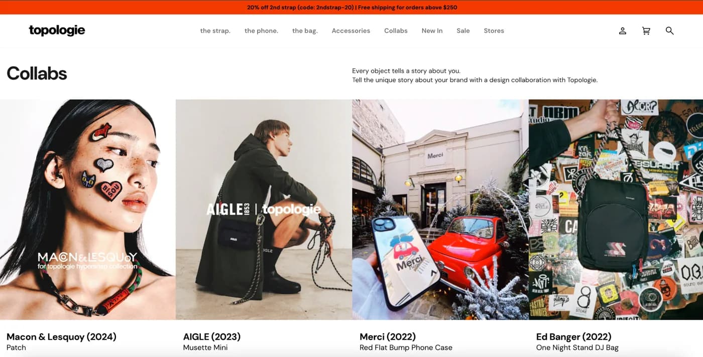 Store screenshot from the Topologie case study presentation Collabs discovery 1