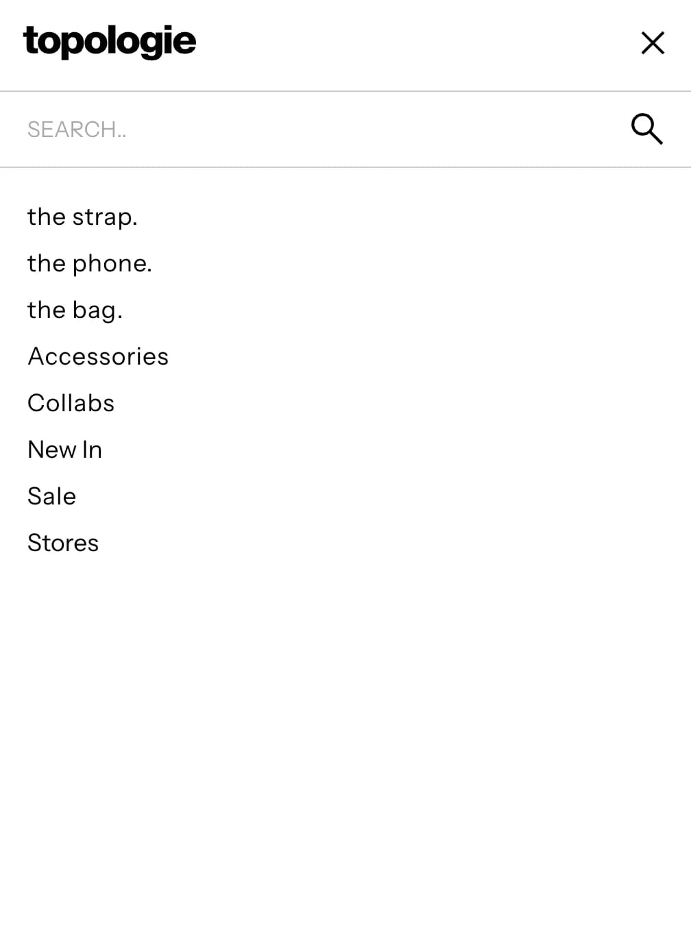 Store screenshot from the Topologie case study presentation Navigation across the catalog 2